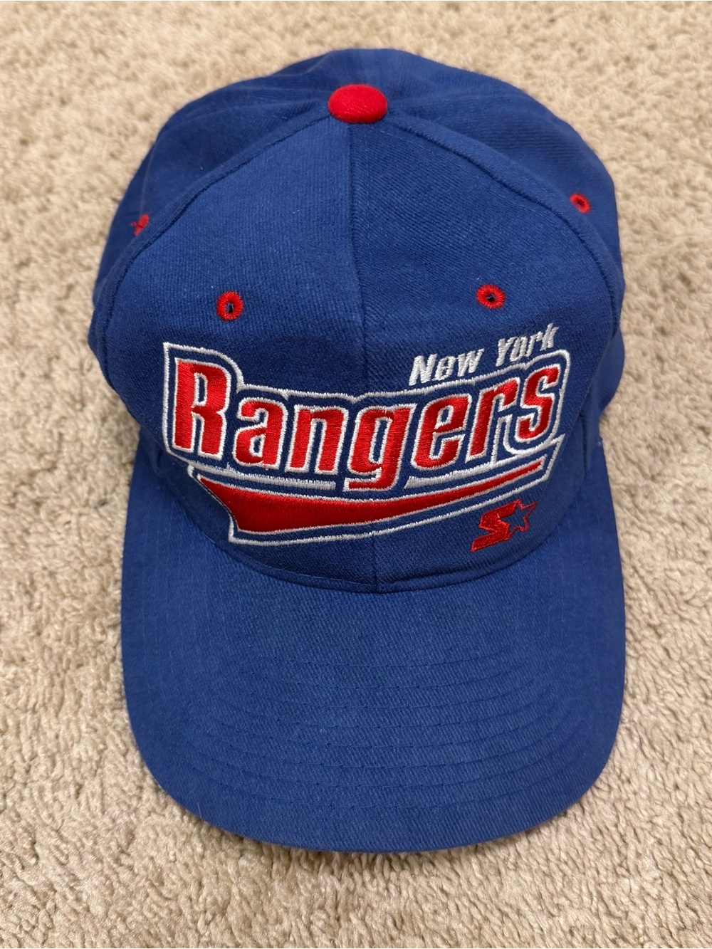 Vintage 90's Starter New York Rangers Blue Snapback  Cap NHL The Right Hat